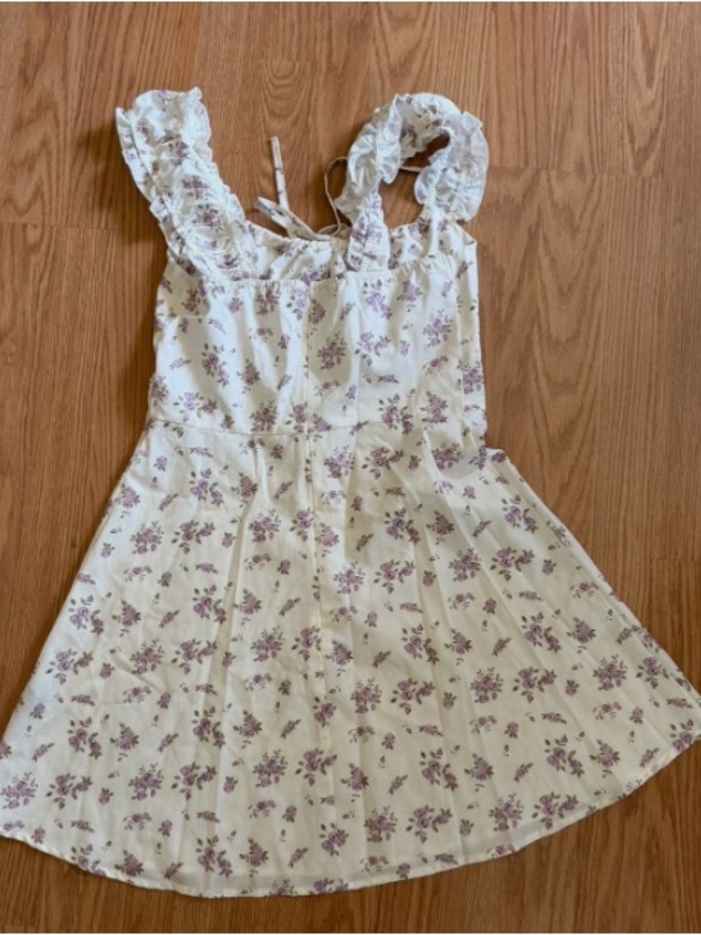 Cider Cream Dress with Lavender Floral Print